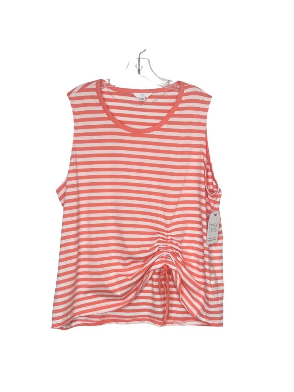 Time And Tru Cinch Front Tank Top Womens Size XXXL Coral White Striped New